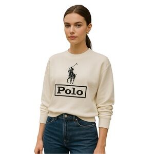 Polo Ralph Lauren High Low Logo Crewneck Sweatshirt Size PS